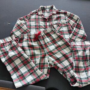 Classic Red and Green Plaid Flannel Pajama Set Size Medium #C-28